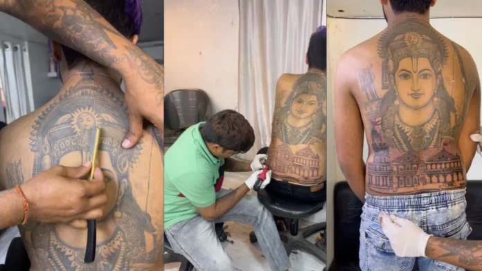 Man got tattoos of Lord Ram and Ram temple on his back